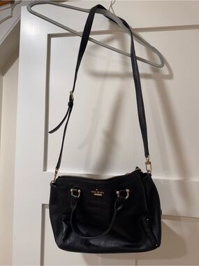 Kate Spade Lombard Street Bradie Black Satchel Bag Gold Tone Stripe Lining